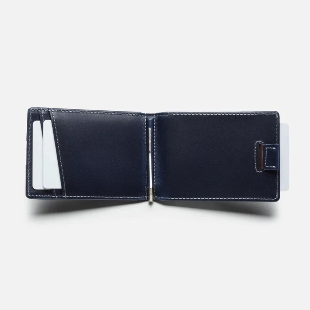 Serman Brands Leather RFID Blocking Slim Bifold Wallet Altlantic Blue Minimalist - Picture 11 of 14